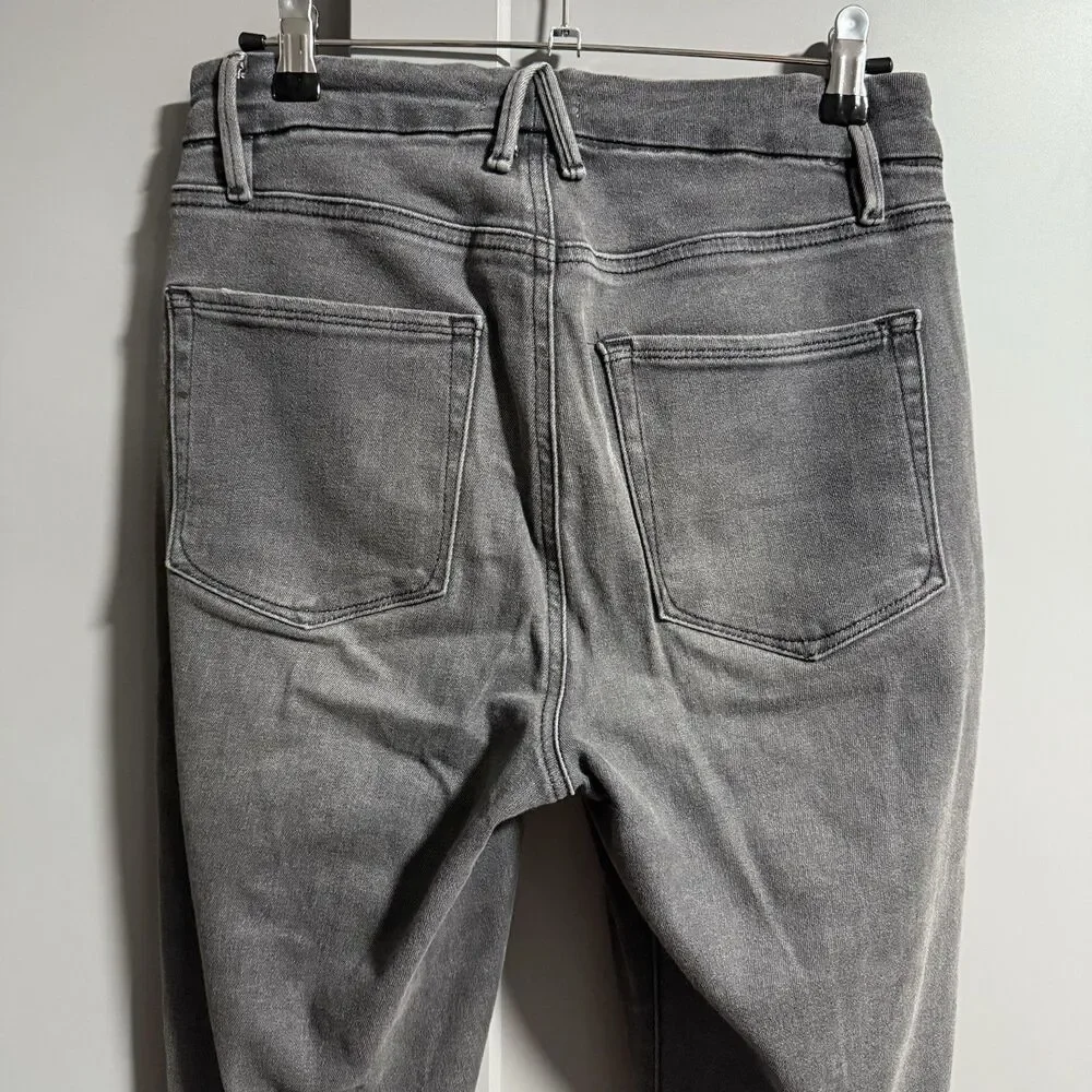 Good American Good Waist Crop Raw Hem Denim Skinny Jeans Black 8/29 GWCRH419T - Picture 6 of 9